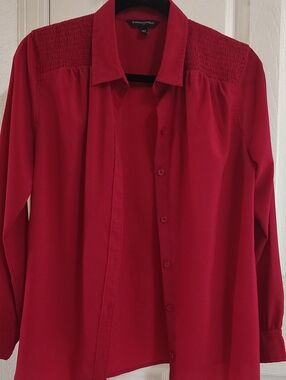 Banana Republic Women's Crimson Red Long-Sleeve Button Shirt